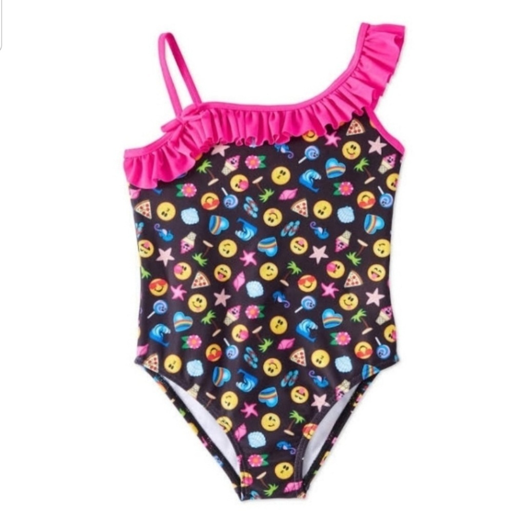 Emoji Ruffle Off The Shoulder one piece Swimsuit
